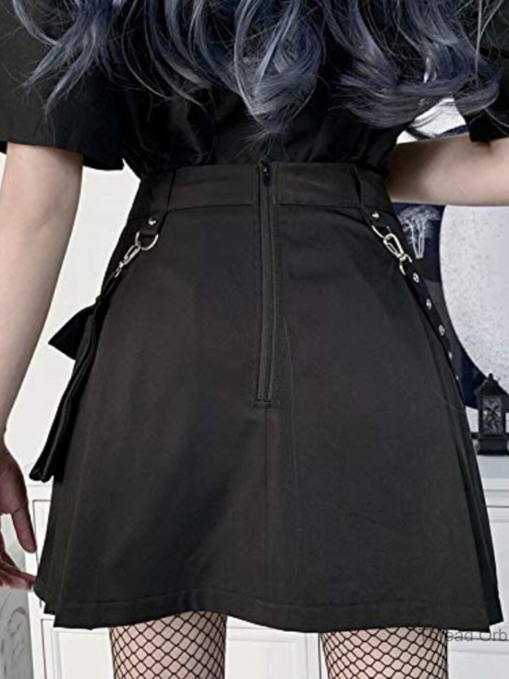 Punk Cargo Mini Skirt with Pockets, Polyester Spandex, High Rise, Regular Fit - Picture 3 of 7